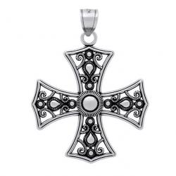 Pandant argint 925 cruce malteza cu aspect vintage [0]